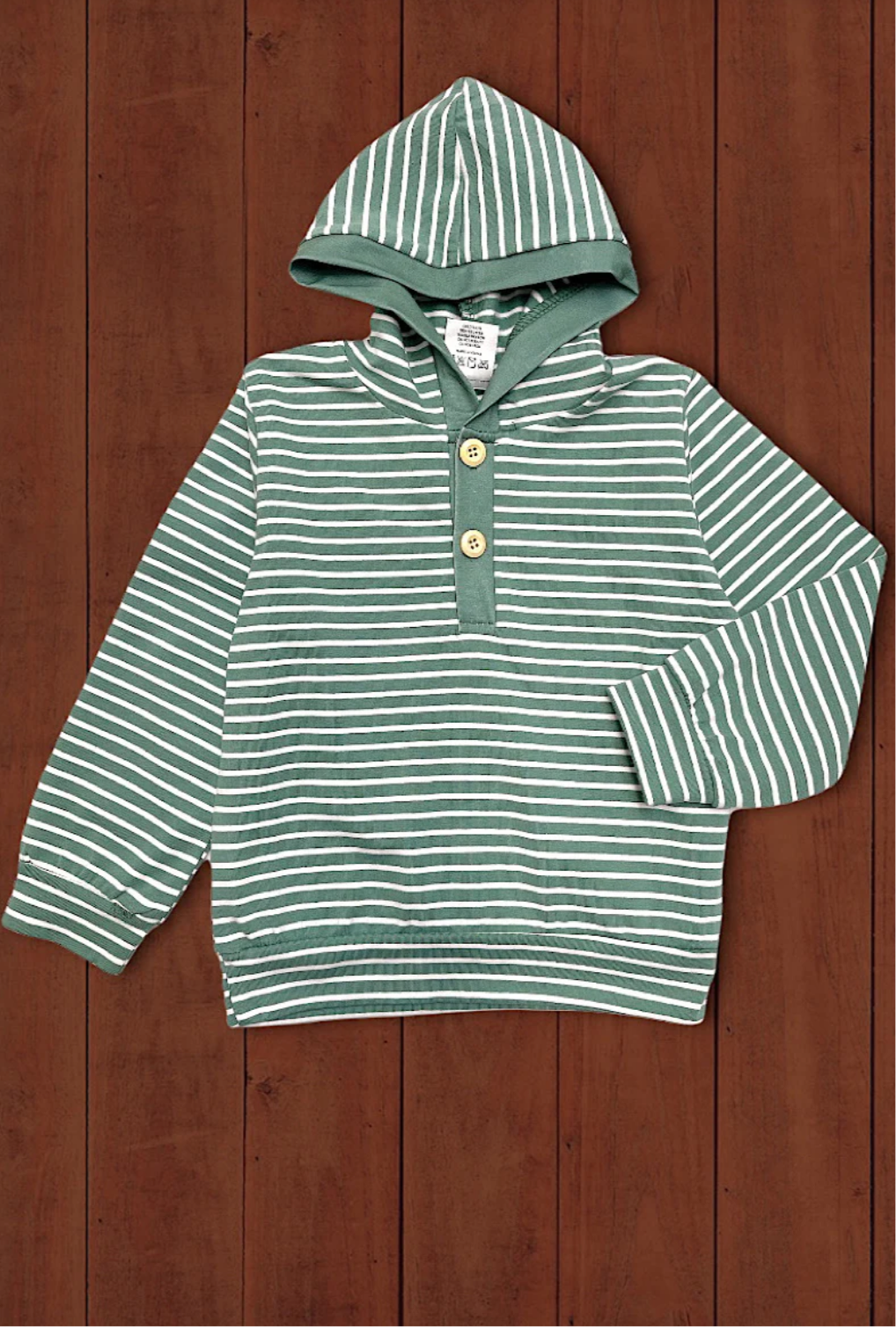 Green & White Stripe Lightweight Hoodie
