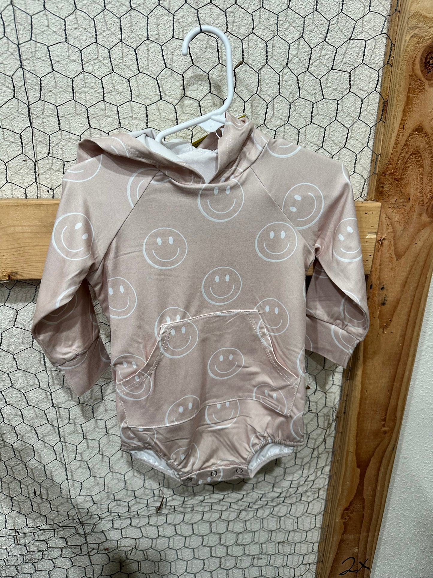 Smiley Face Hooded Bubble Romper