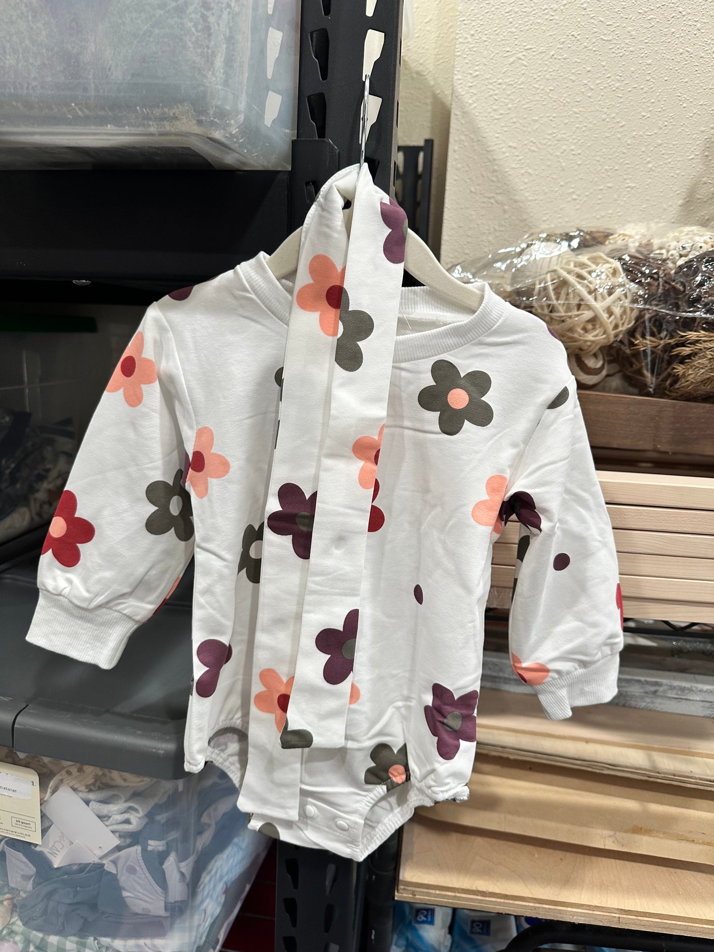 Daisy Bubble Crew Romper with headband