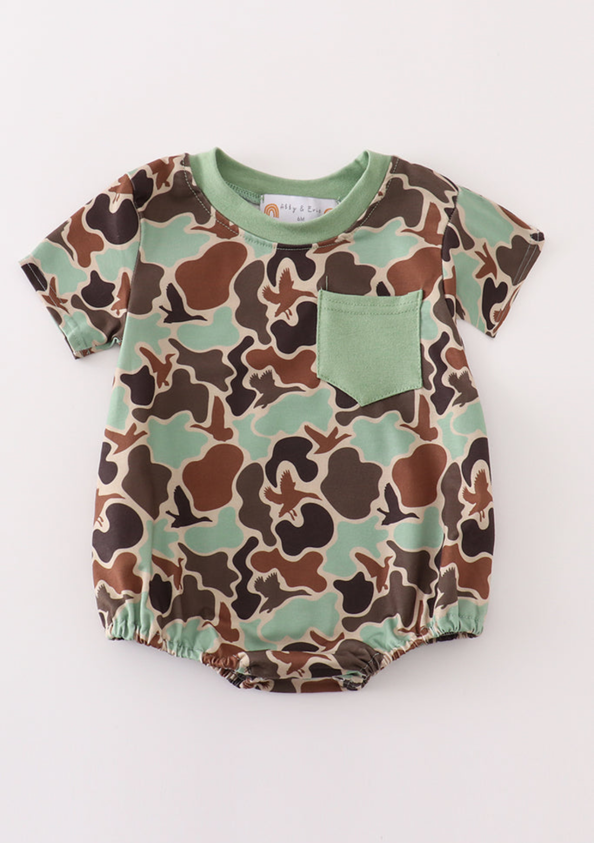 Camo Bubble Romper with Pocket