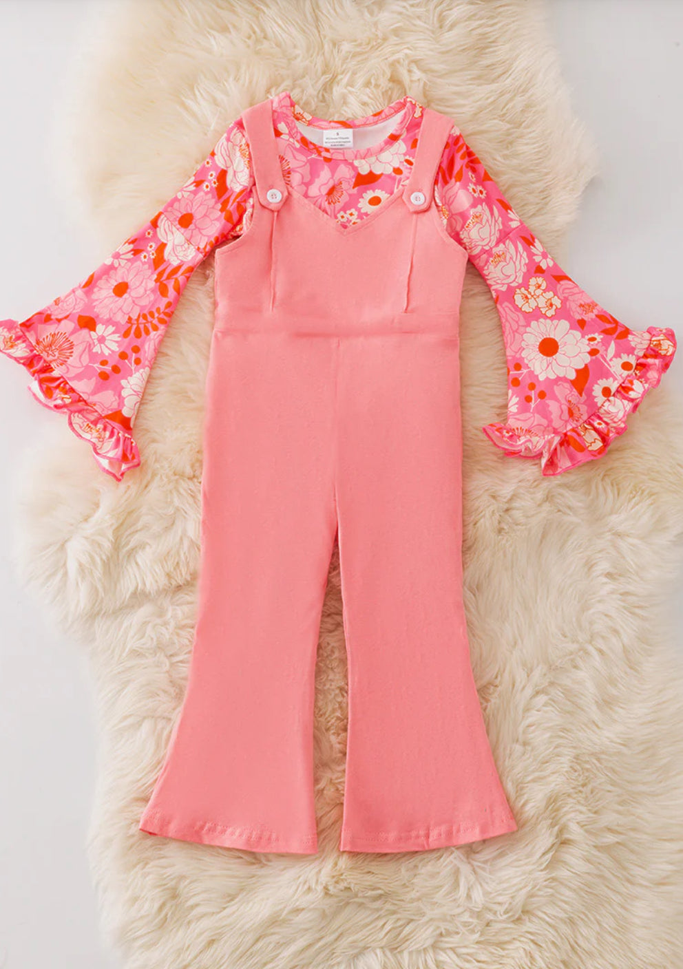 Floral shirt w/ pink jumpsuit