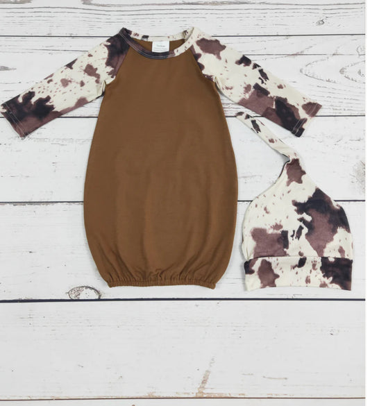 Cow Print Baby Hat & Gown
