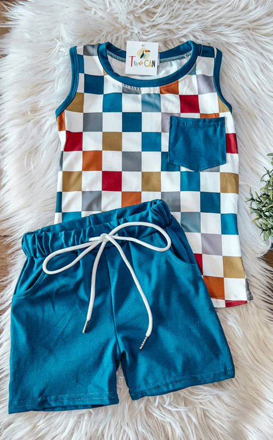 Checkered Tank & Shorts Set