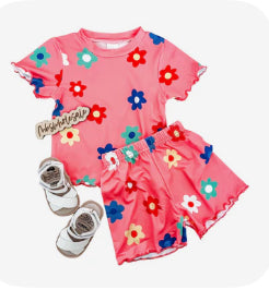 Pink Daisy 2 piece short set