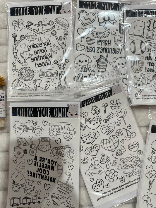 Color Your Own Valentines Tattoos