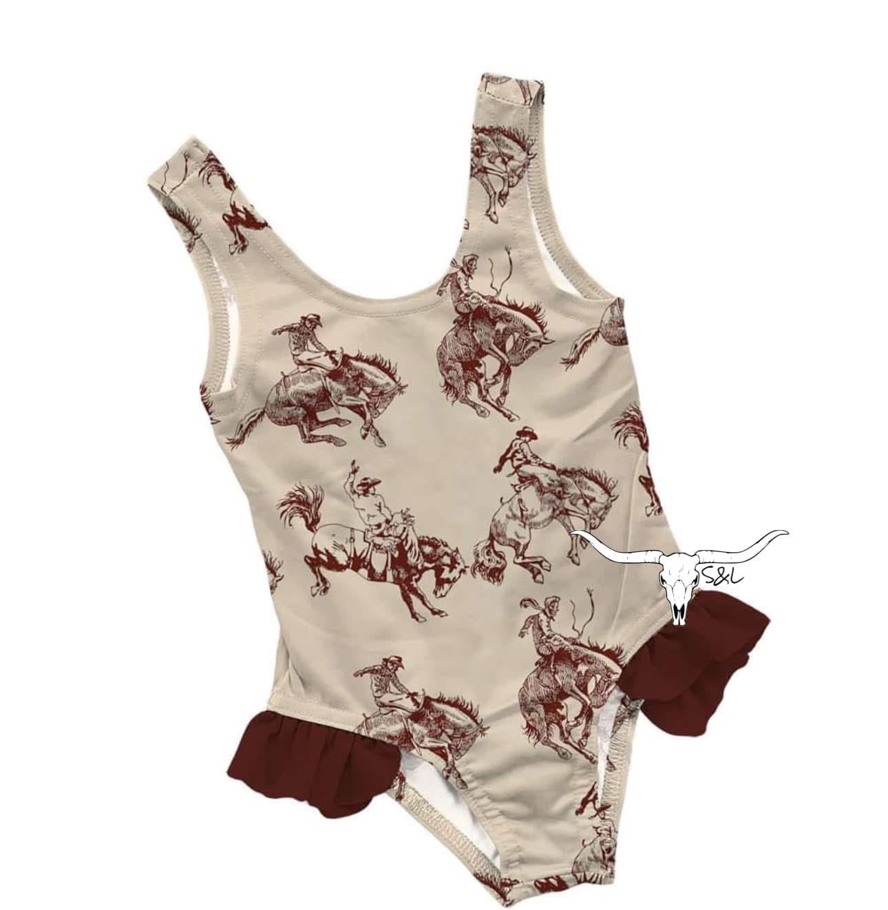 Tan Bucking Cowboy One Piece