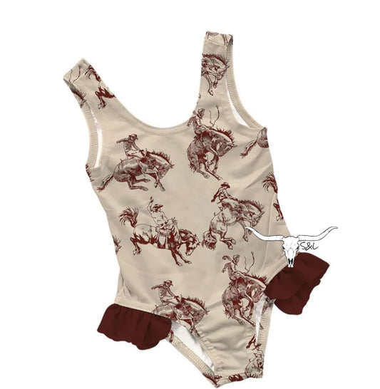 Tan Bucking Cowboy One Piece