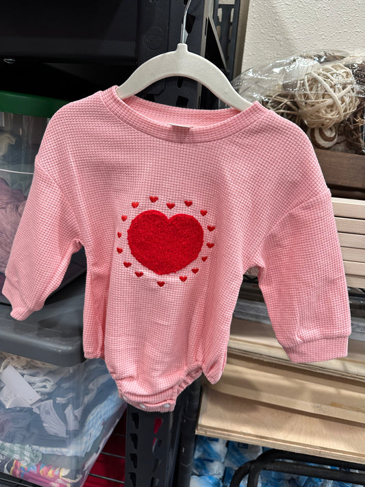 Knit Bubble Heart Romper